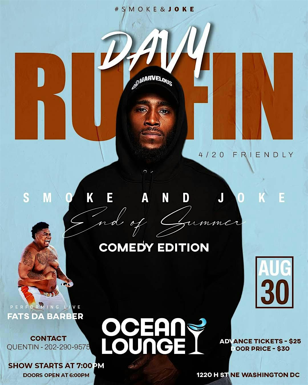 SMOKE & JOKE END OF SUMMER COMEDY EDITION at OCEAN LOUNGE – Washington, DC
