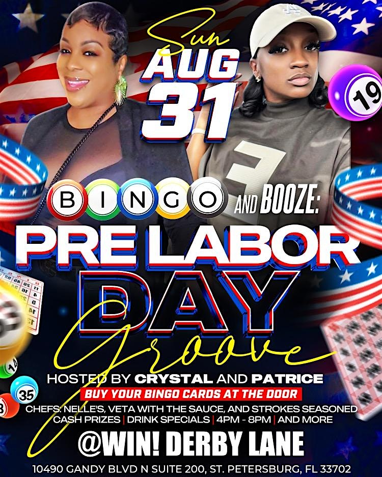 Bingo & Booze: Pre-Labor Day Groove at 10490 Gandy Blvd N suite 200 – St. Petersburg, FL