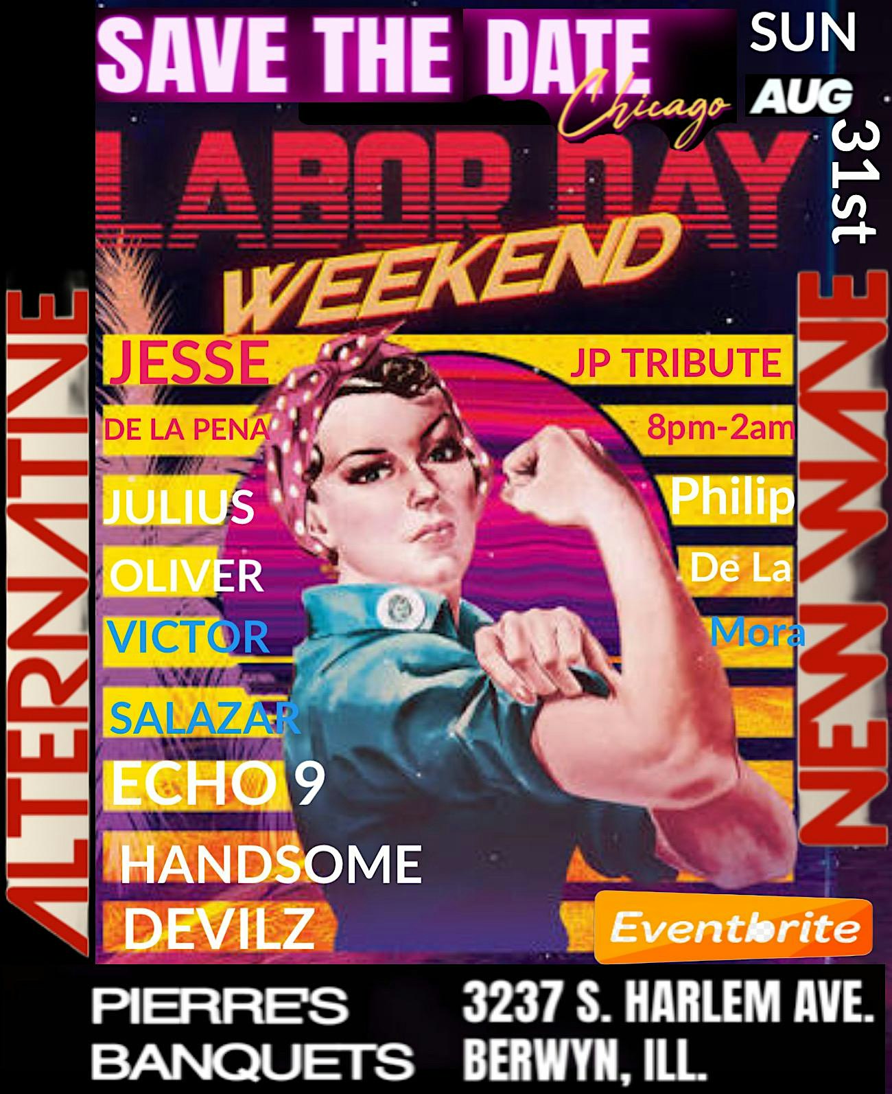 THE JP TRIBUTE LABOR DAY WEEKEND ALTERNATIVE CONCERT & DANCE PARTY! at Pierre’s Banquet – Berwyn, IL