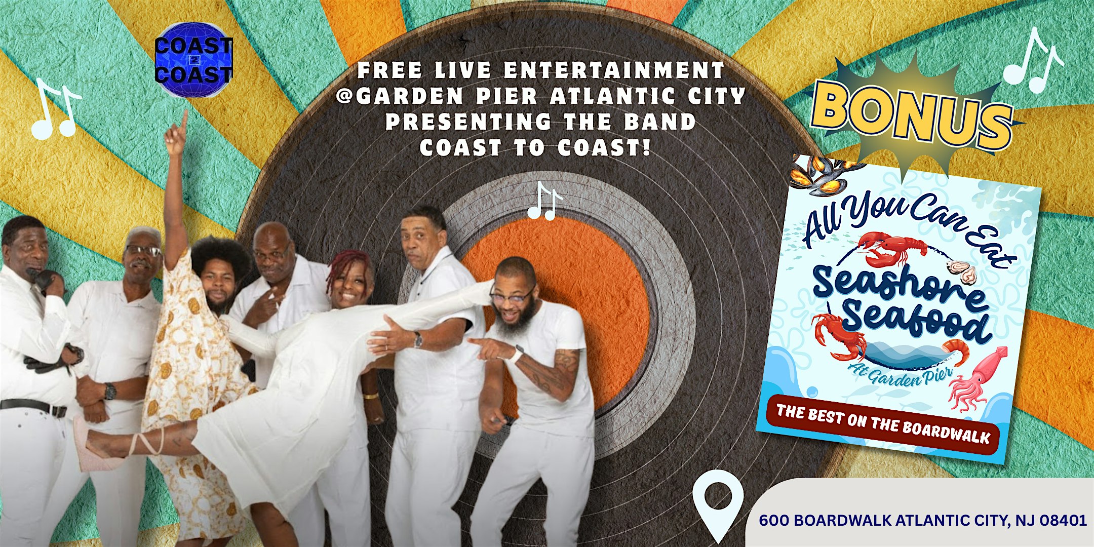 Free Live Entertainment Presenting the Band Coast to Coast! at 600 Boardwalk – Atlantic City, NJ