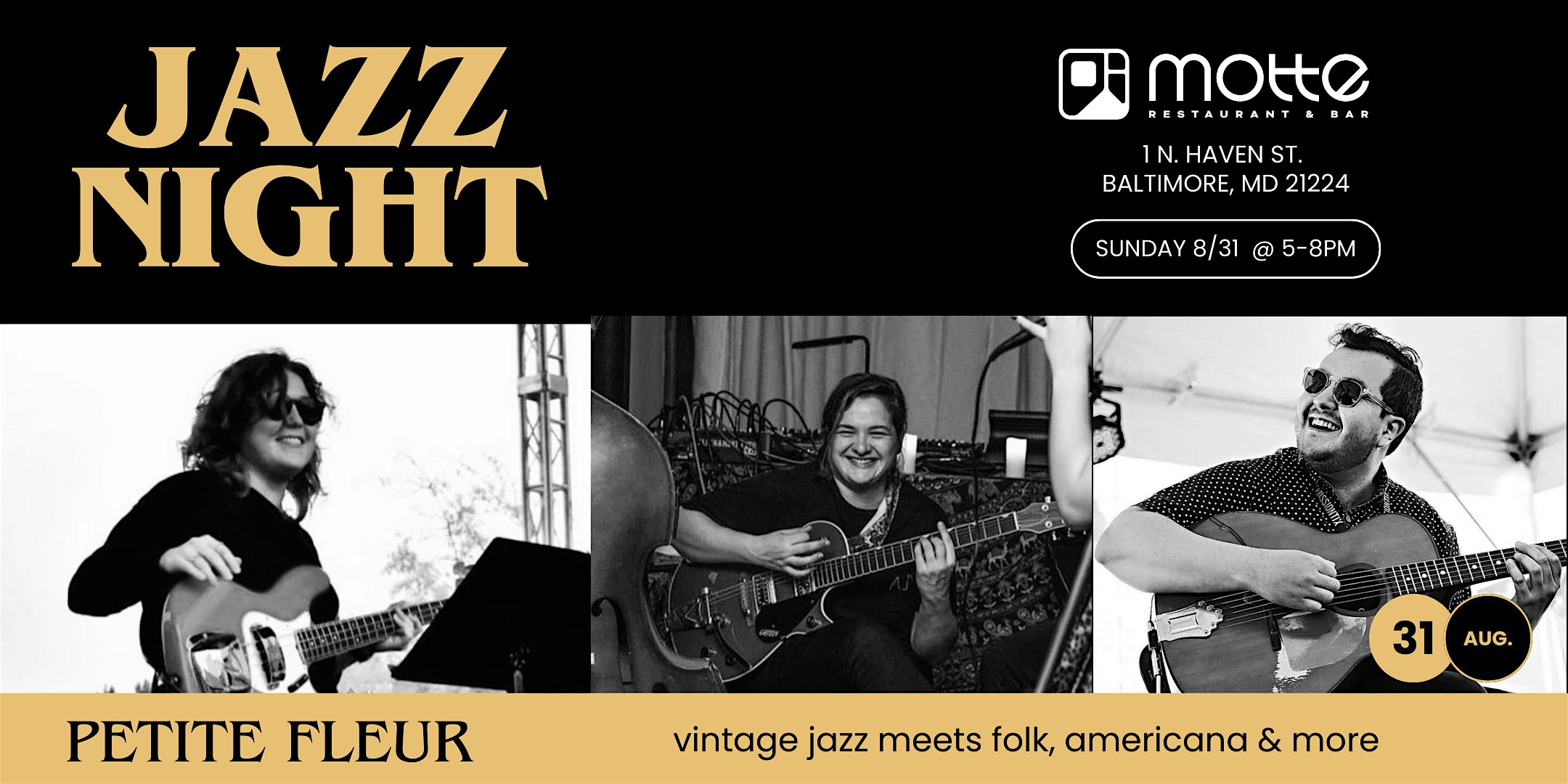 Jazz Night: Petite Fleur at Motte Restaurant & Bar – Baltimore, MD