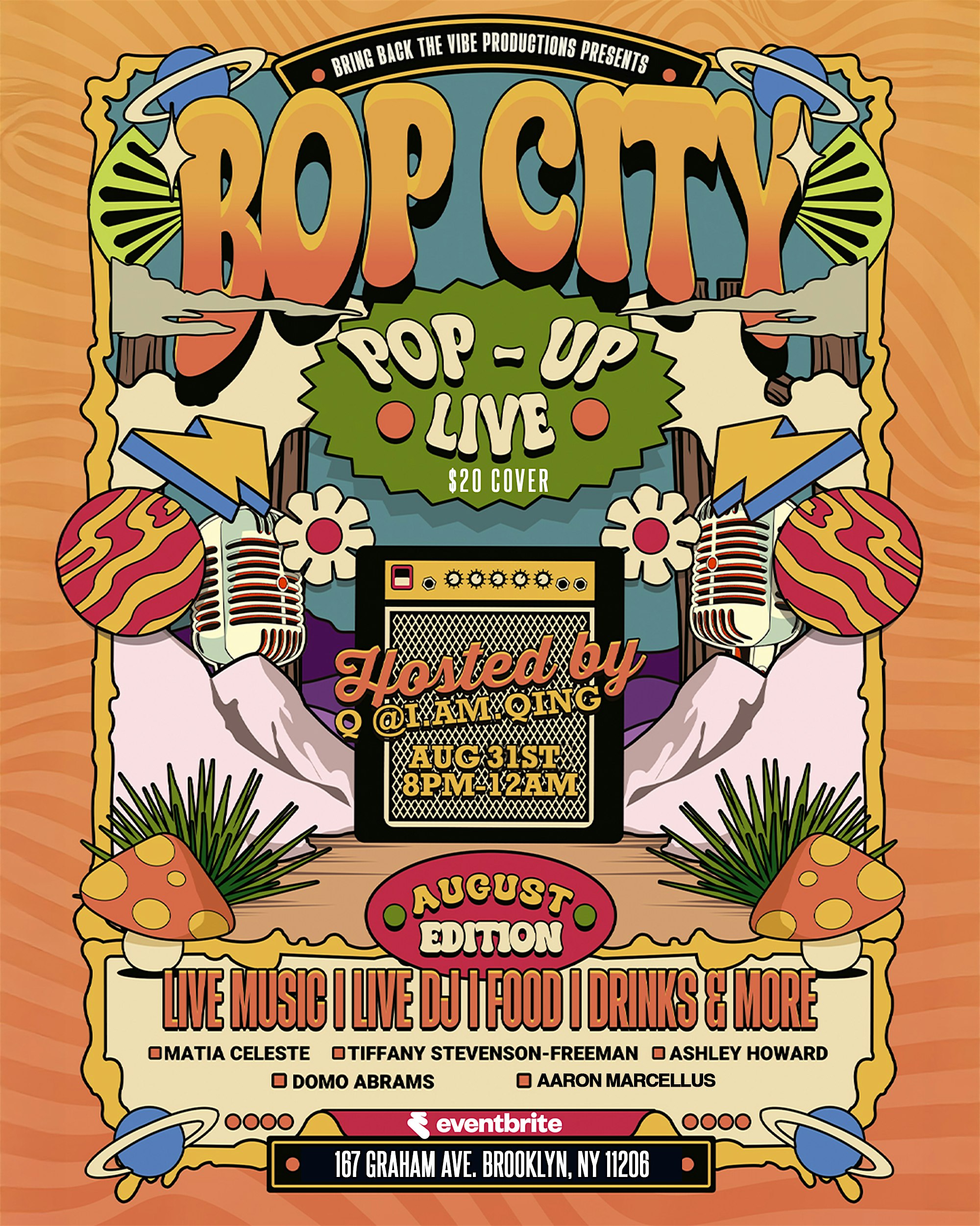 Bop City Pop-Up Live! : August Edition at 167 Graham Ave – Brooklyn, NY