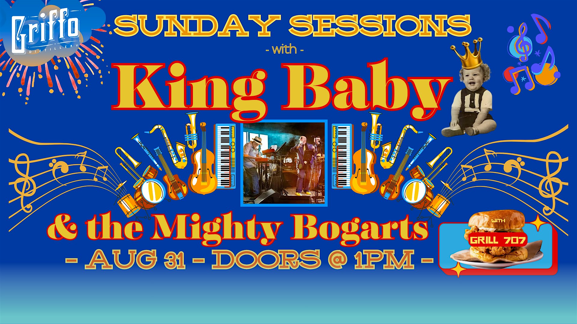 Sunday Sessions w/ King Baby & the Mighty Bogarts at Griffo Distillery & Tasting Bar – Petaluma, CA