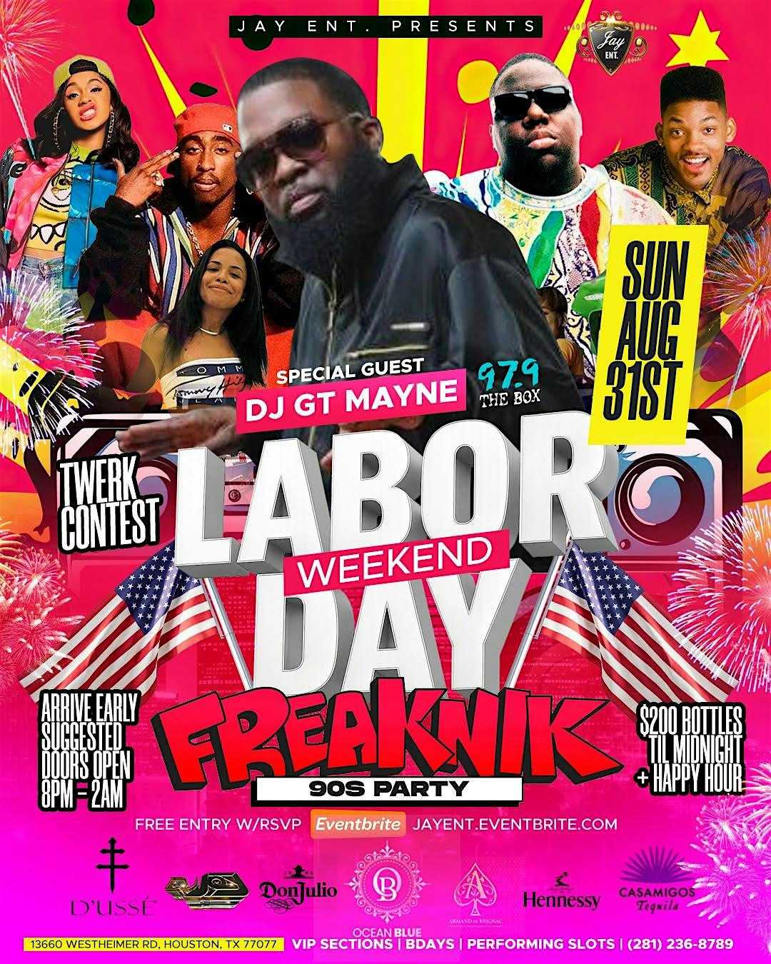 LABOR DAY WEEKEND FREAKNIK 90S PARTY @ OCEAN BLUE LOUNGE at Ocean blue lounge – Houston, TX