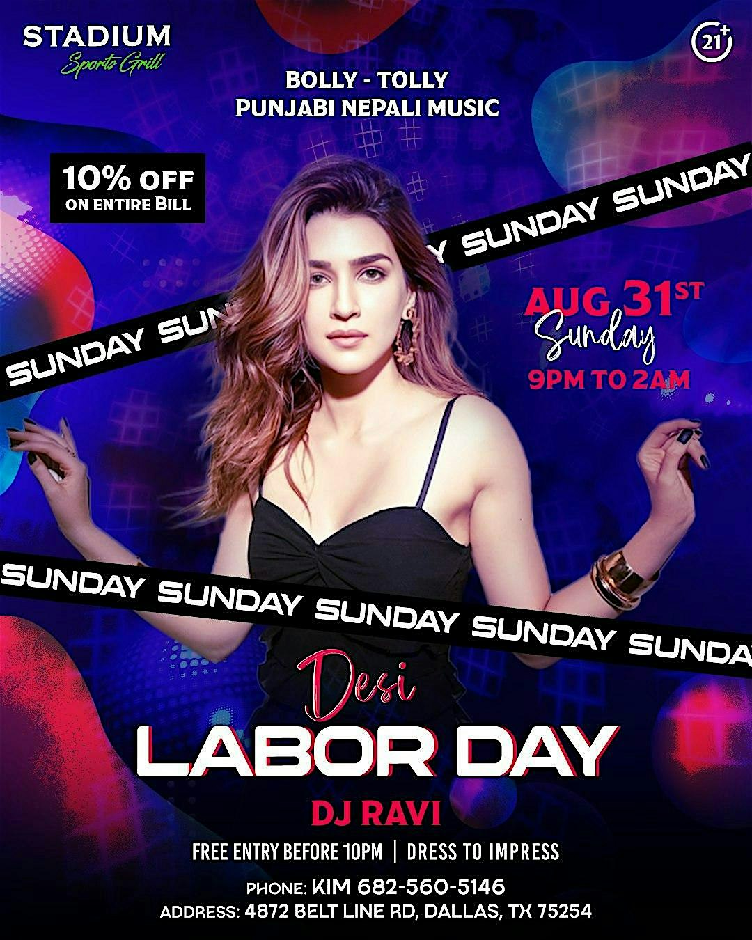 DESI LABOR DAY – BOLLY TOLLY PUNJABI NEPALI – DESI NIGHT – AUG 31 – STADIUM at Stadium Sports Grill – Dallas, TX