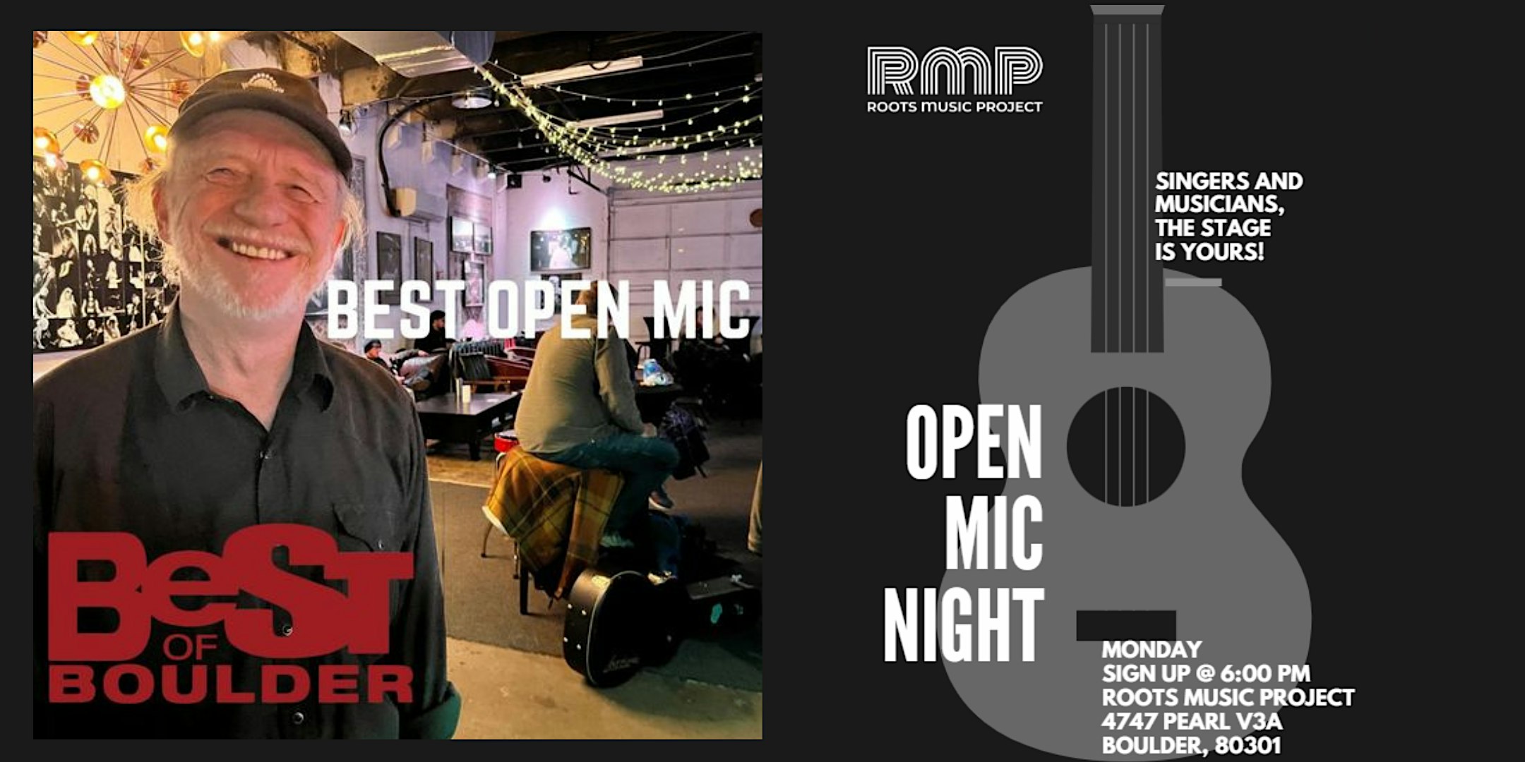 Open Mic with Steve Koppe at Roots Music Project at Roots Music Project – Boulder, CO