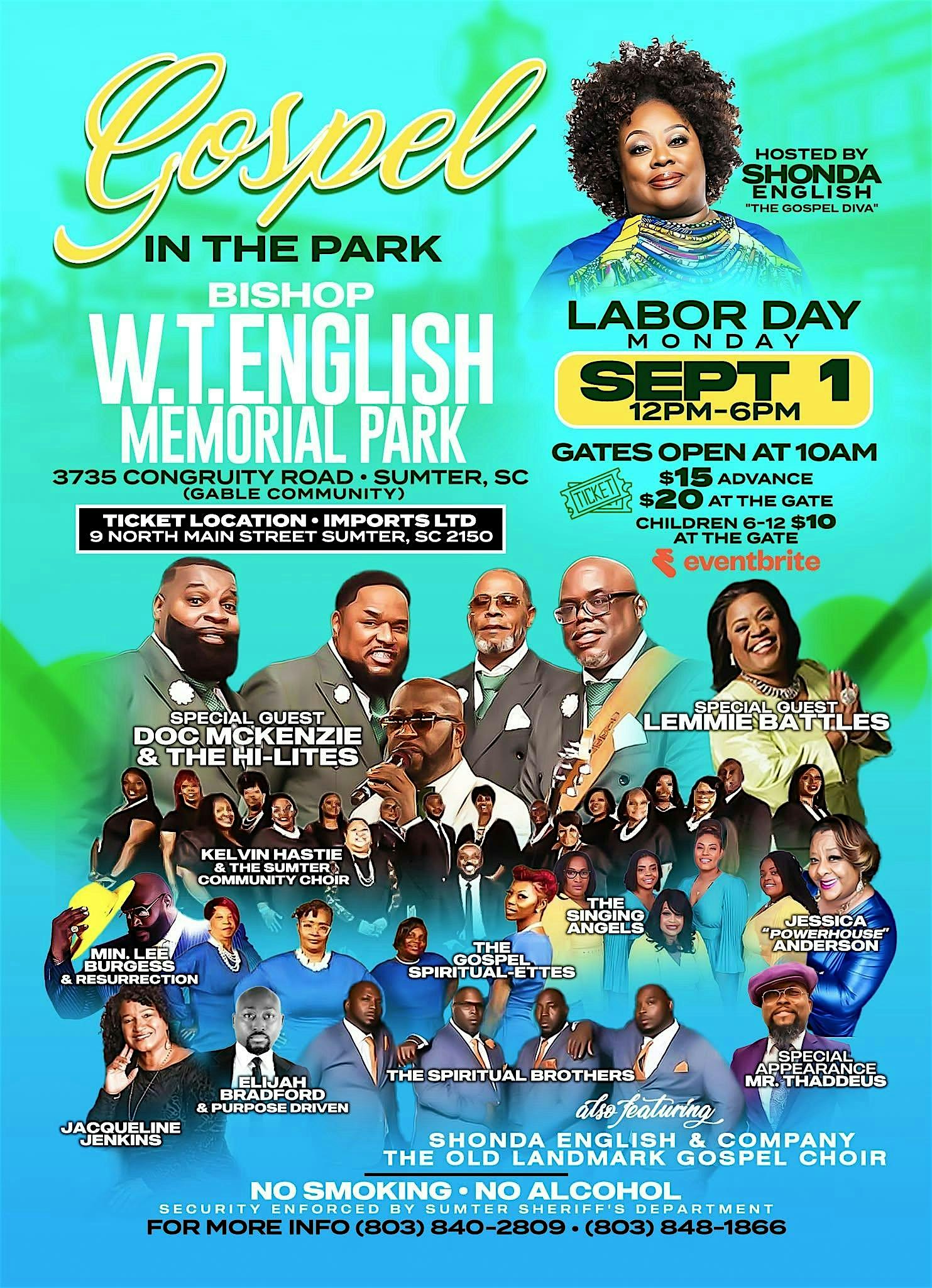 Gospel in the Park – Sumter SC at Bishop W. T. English Memorial Park – Sumter, SC