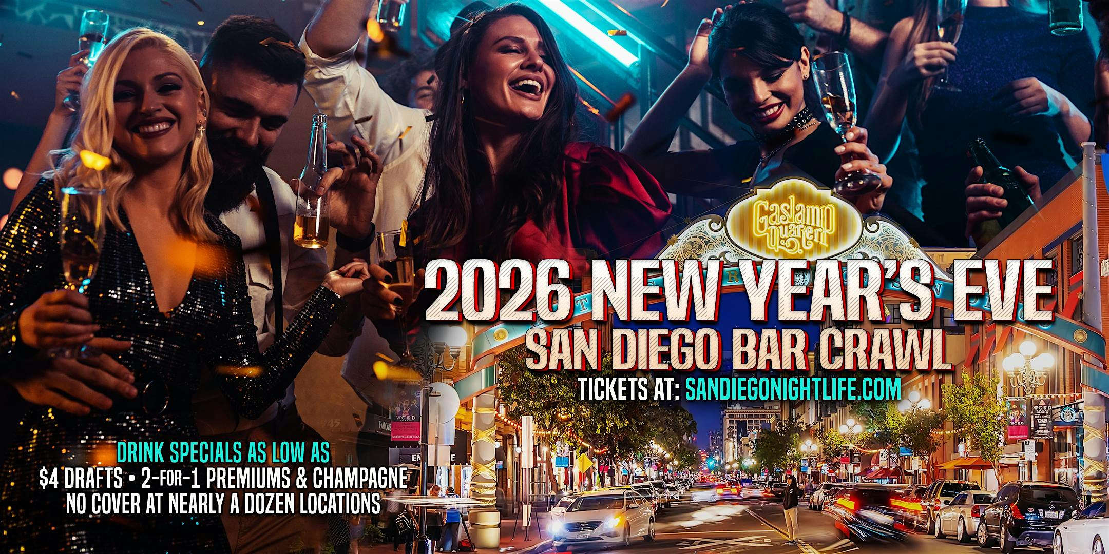 San Diego New Year’s Eve Bar Crawl Party 2026 at Taste & Thirst – San Diego, CA
