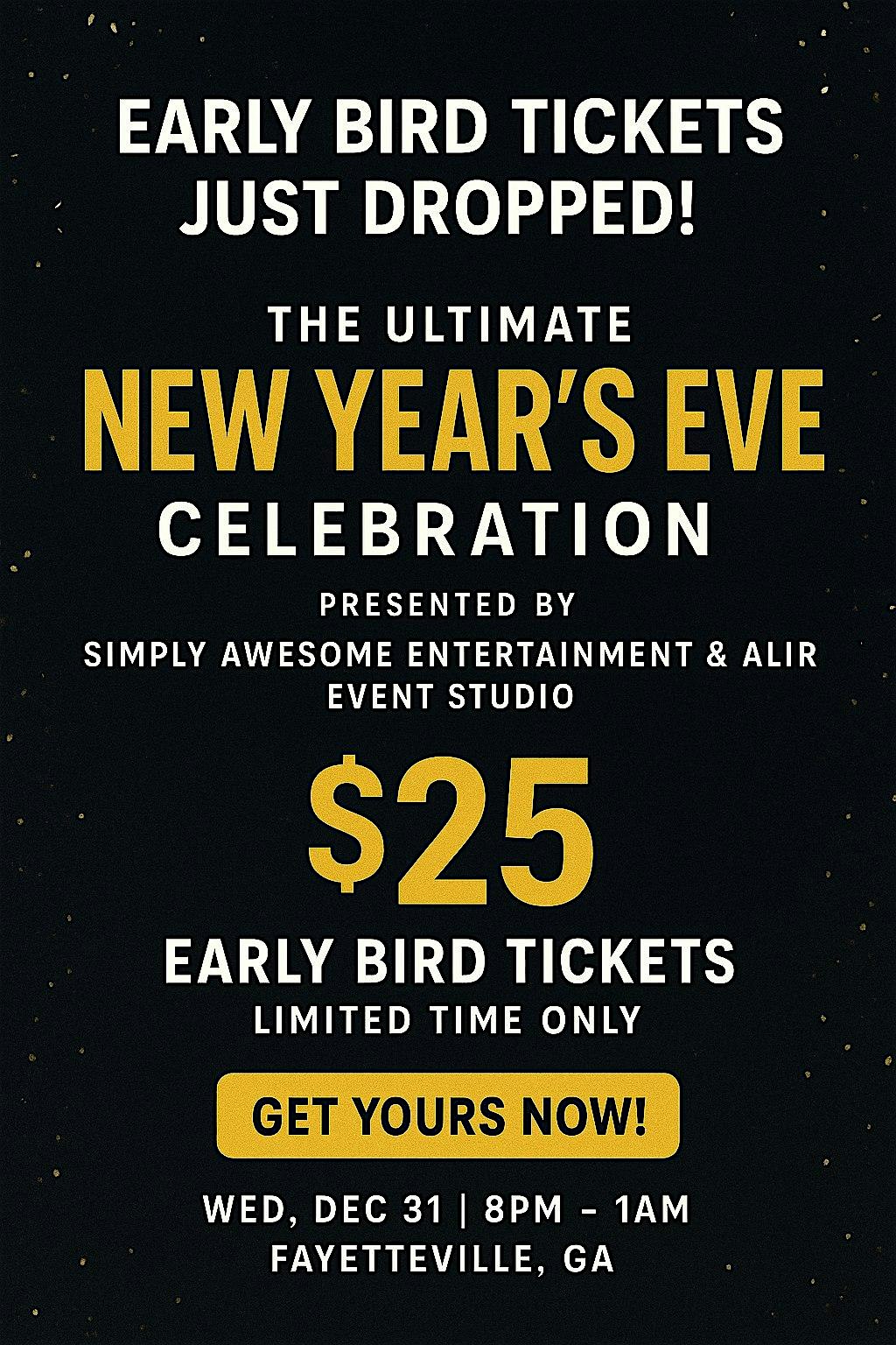 START PLANNING YOUR NYE PARTY NOW WITH US.. at ALIR Event Studios – Fayetteville, GA