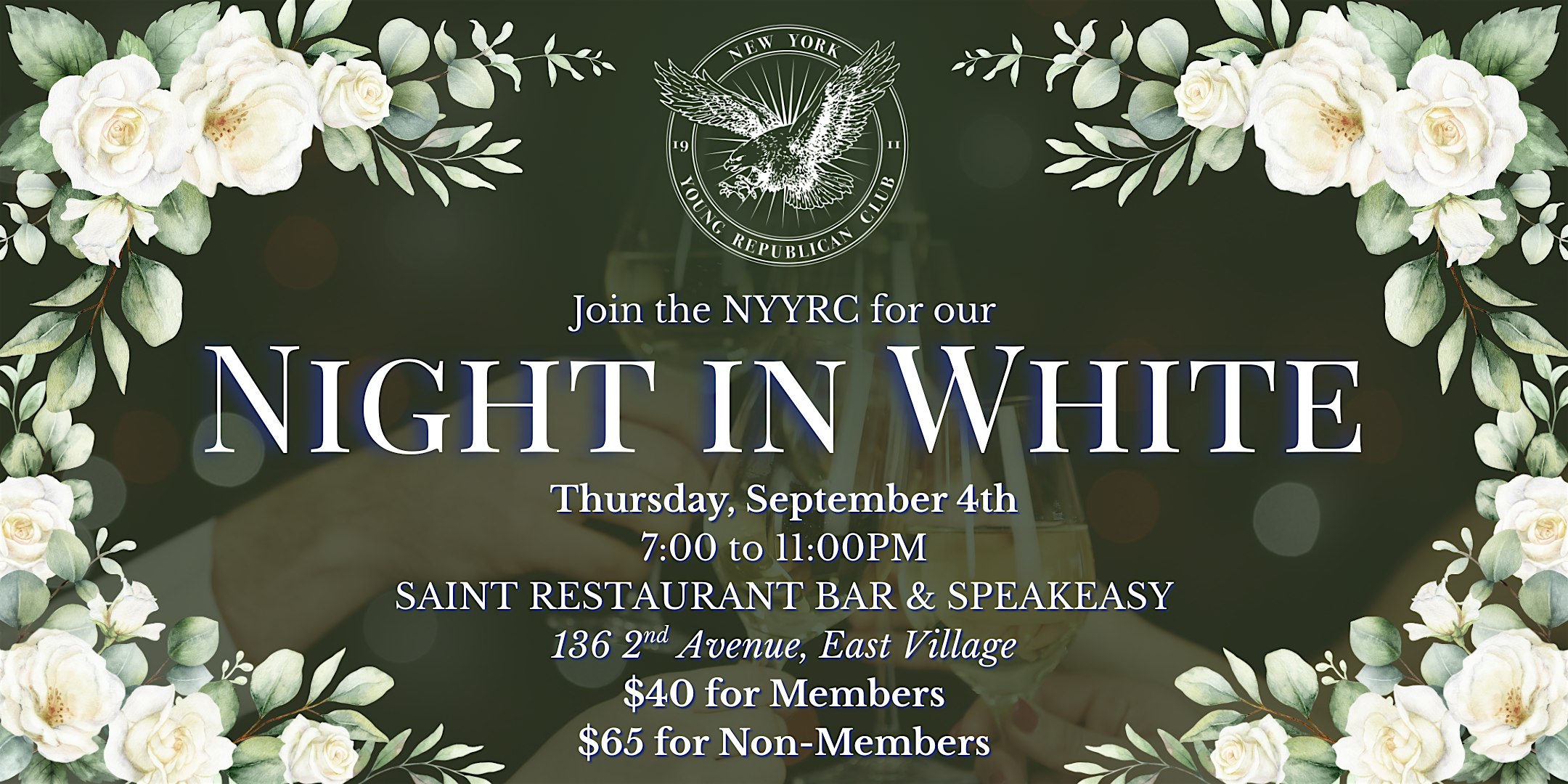 NYYRC’s Night in White at SAINT RESTAURANT BAR & SPEAKEASY – New York, NY