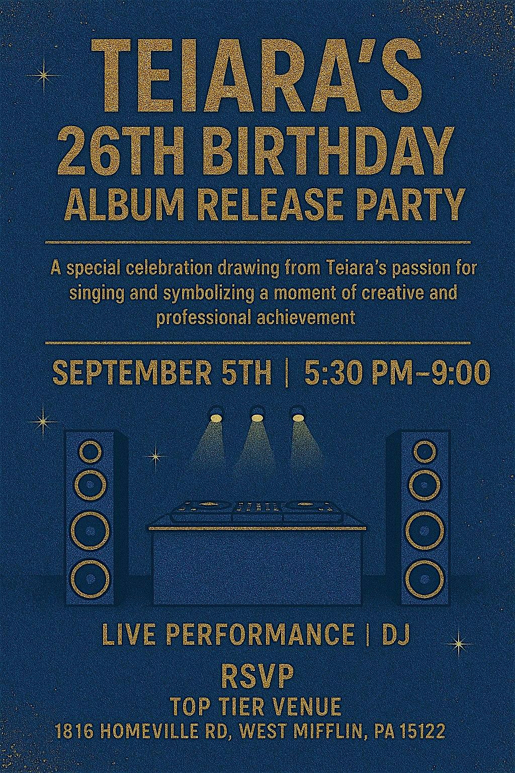 Teiara Lynn’s Album Release Party at TOP TIER VENUES – West Mifflin – West Mifflin, PA