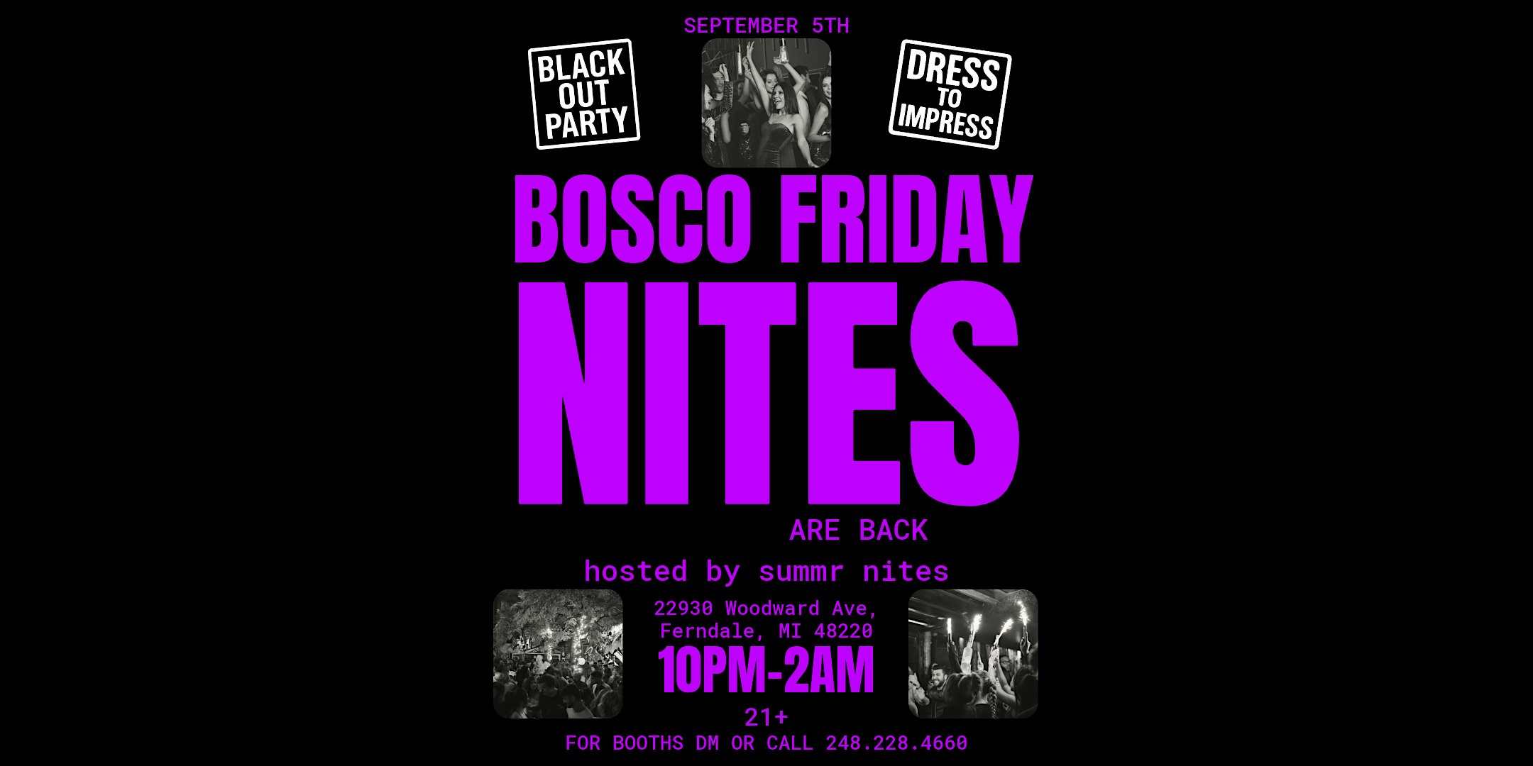 Black Out Party at The Bosco – Sept. 5th at The Bosco – Ferndale, MI