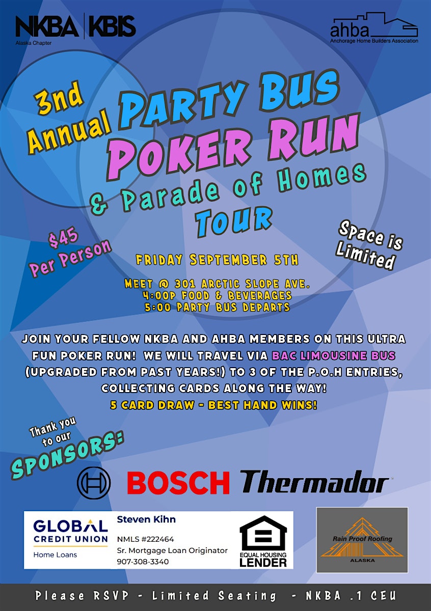 2025 Parade of Homes Party Bus and Poker Run at AHBA – Anchorage, AK