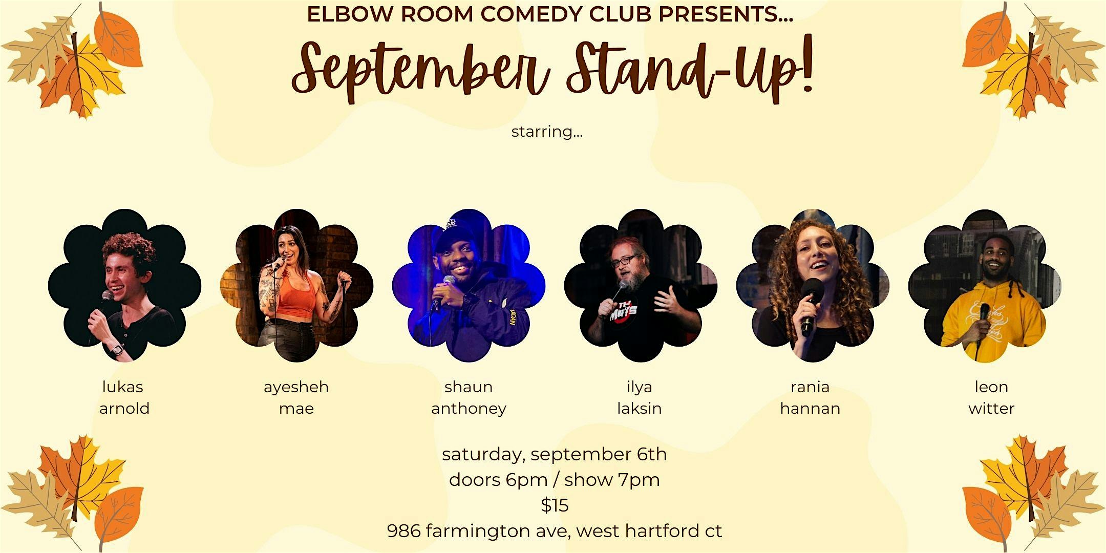 Elbow Room Comedy Club Presents: September Stand-Up! at The Elbow Room – West Hartford, CT