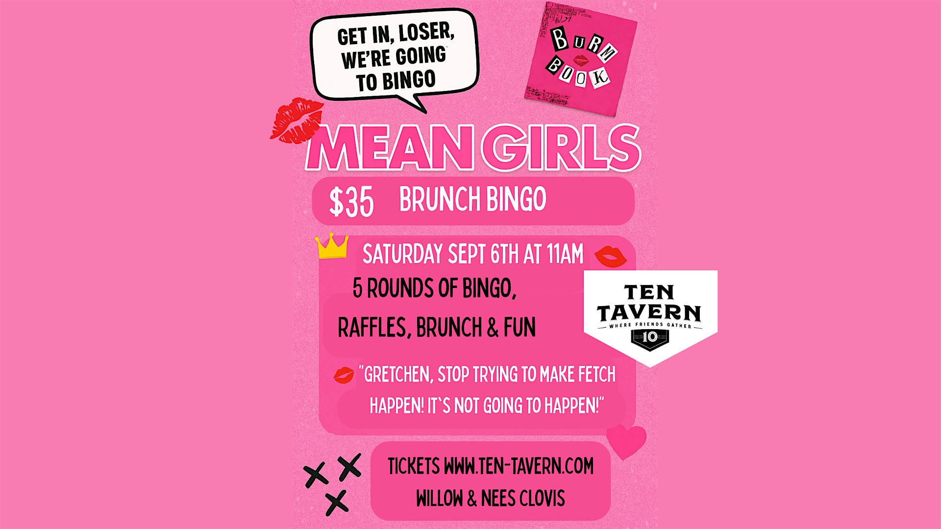 ✨ Mean Girls Brunch Bingo ✨ at Ten Tavern – Clovis, CA
