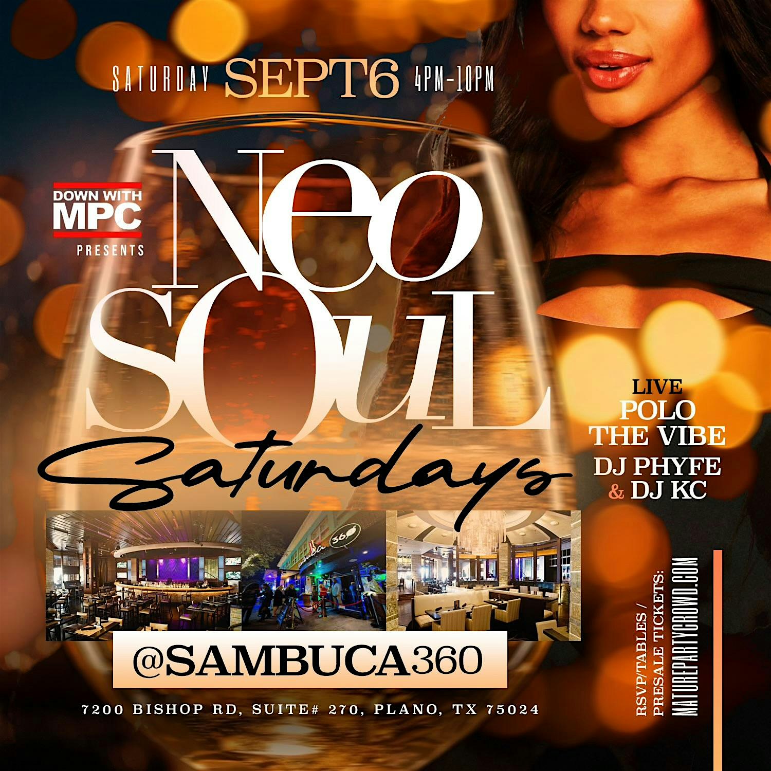 NEO SOUL “SATURDAYS” @ SAMBUCA 360 at Sambuca 360 – Plano, TX