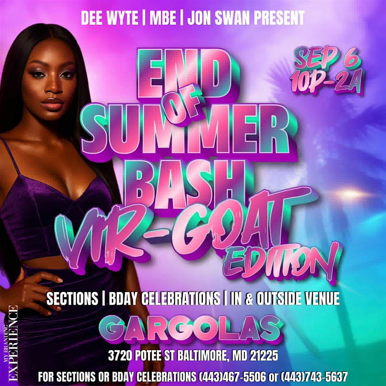 End Of Summer Bash Vir-Goat Takeover at 3720 Potee St – Baltimore, MD