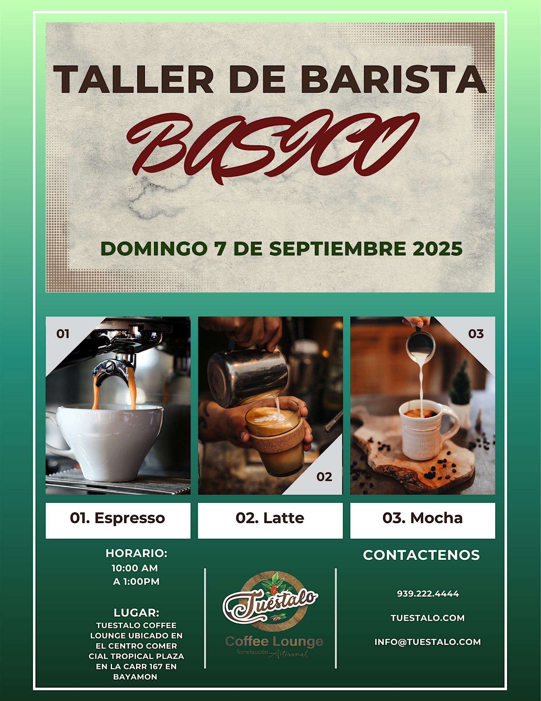 Taller de Barista Básico at Tuéstalo Coffee Lounge – Bayamón, Bayamón