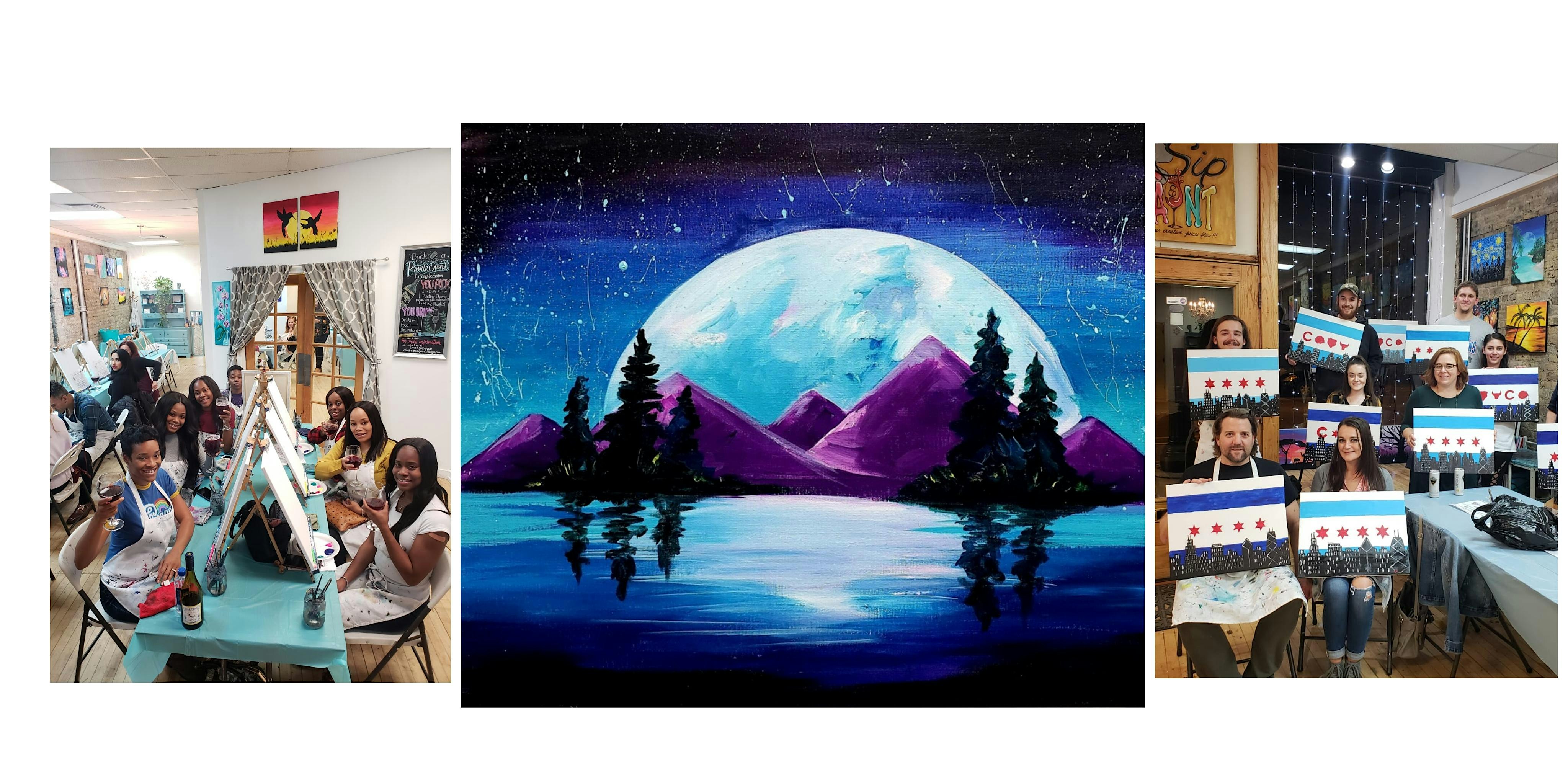 BYOB Sip & Paint Event – “Moon Over the Mountains” at Sip & Paint – Chicago, IL