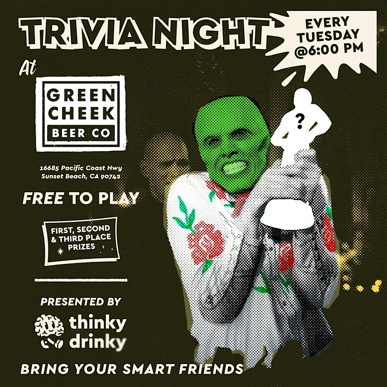 Free Trivia! Tuesdays at Green Cheek Beer Co. – Sunset Beach at Green Cheek Beer Co. – Huntington Beach, CA