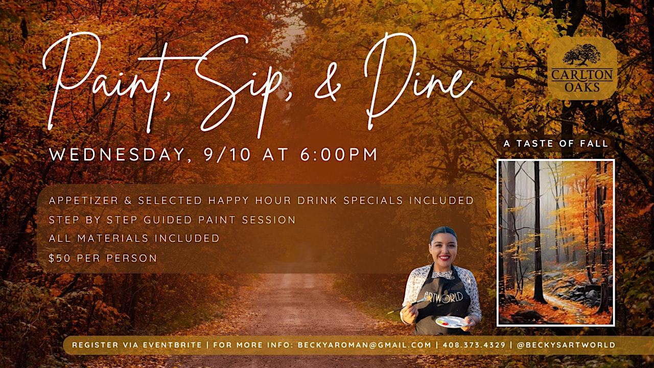 Paint, Sip, & Dine: A Taste of Fall at Carlton Oaks Country Club – Santee, CA