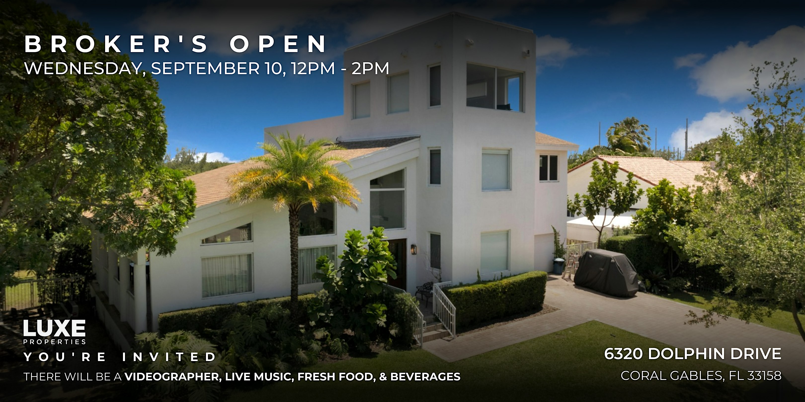 Brokers Open – Casa Delfin at 6320 Dolphin Dr – Coral Gables, FL