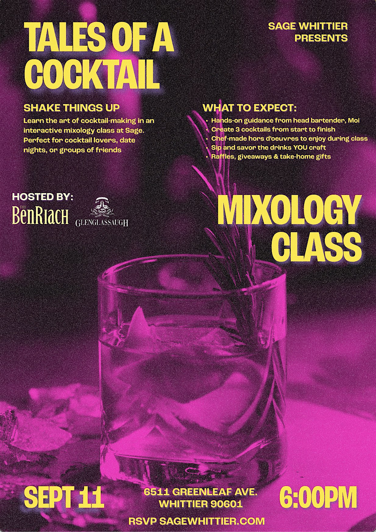 Tales of a Cocktail – Mixology Class at Sage at Sage Restaurant and Lounge – Whittier, CA