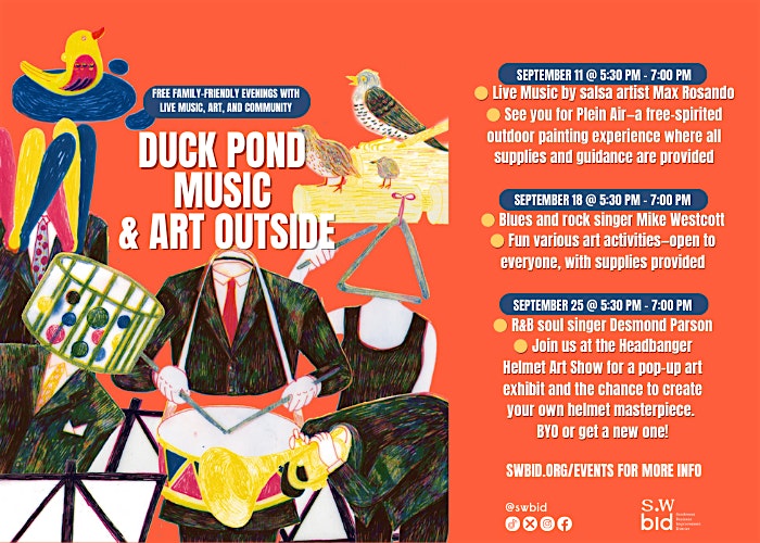 Duck Pond Music: Free Live Music, Art & Fun! at 900 6th St SW – Washington, DC