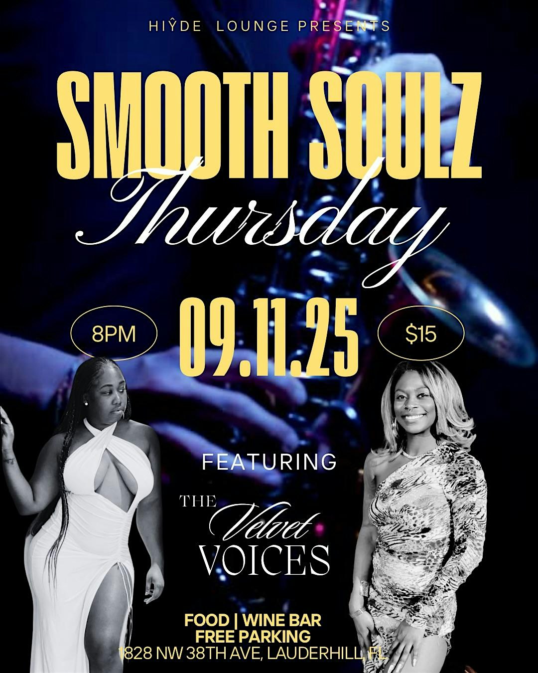 Live Band- The Smooth Soulz at HIŶDE Jazz & Live Ent. Lounge Eatery & Bar – Lauderhill, FL