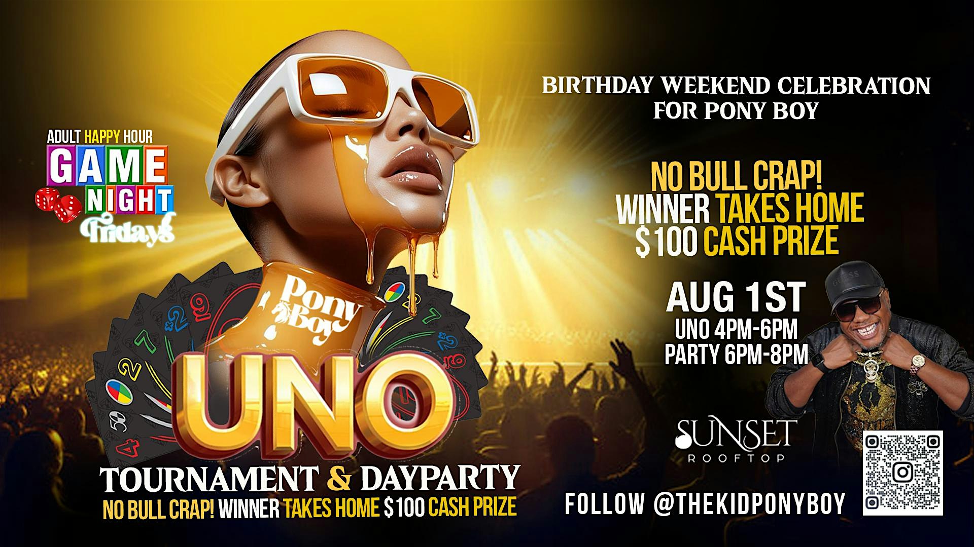 DJ PONY BOY Presents UNO TOURNAMENT – GAME NIGHT at Sunset RoofTop – Hollywood, CA