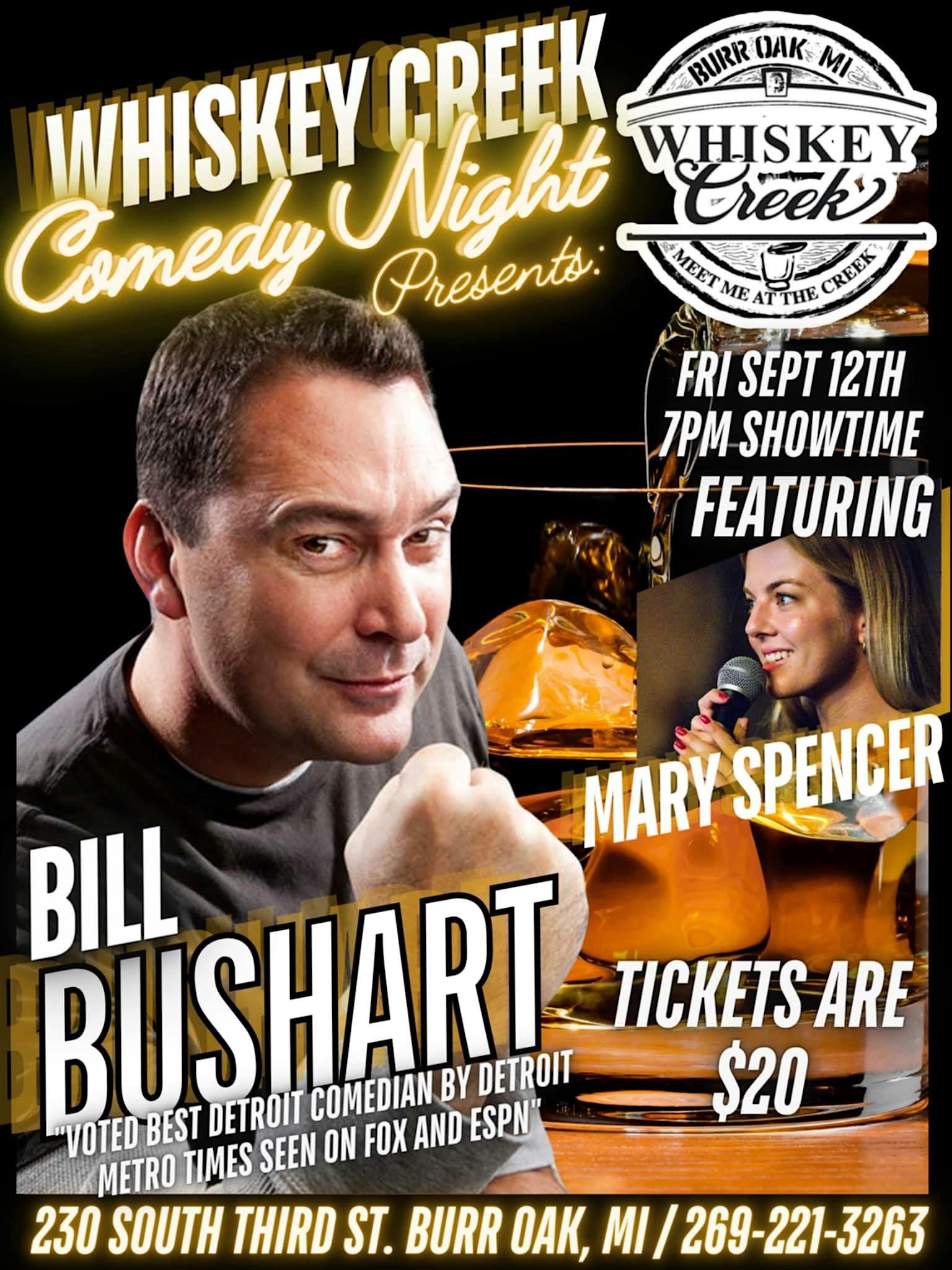 Whiskey Creek Comedy Night at Whiskey Creek – Burr Oak, MI