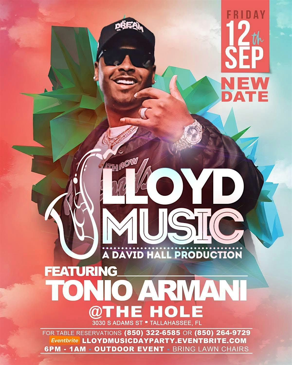 Lloyd Music Rattler Kick Off Featuring TONIO ARMANI at 3030 S Adams St – Tallahassee, FL