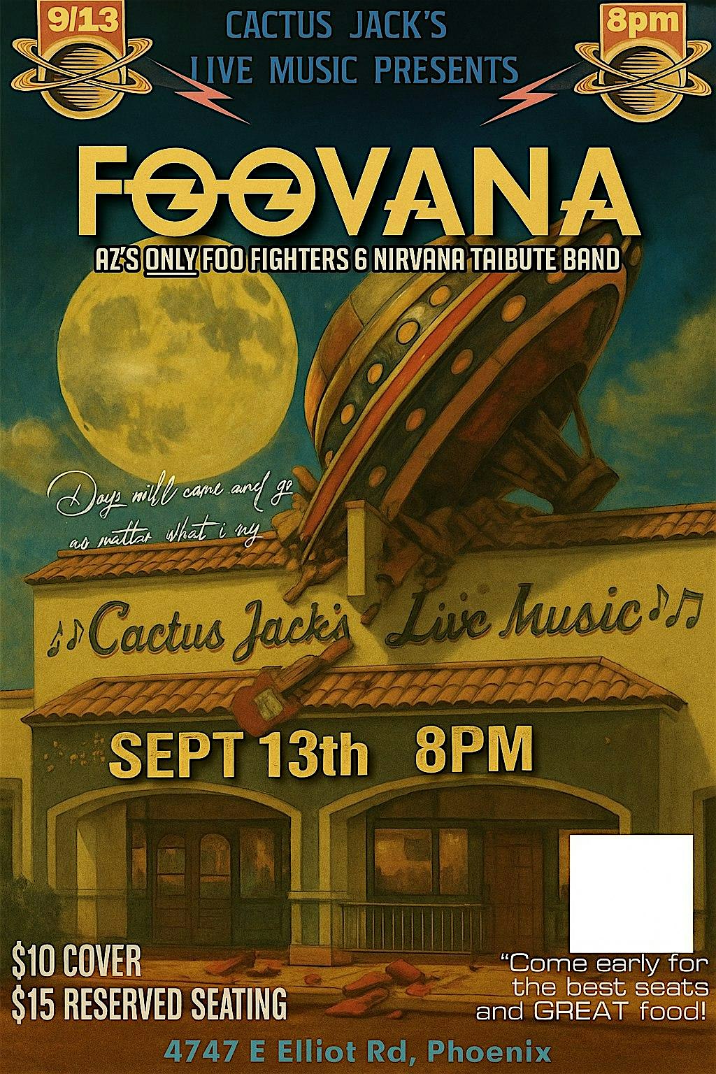 FOOVANA @ Cactus Jacks September 13th 8pm at Cactus Jack’s Bar & Grill – Phoenix, AZ