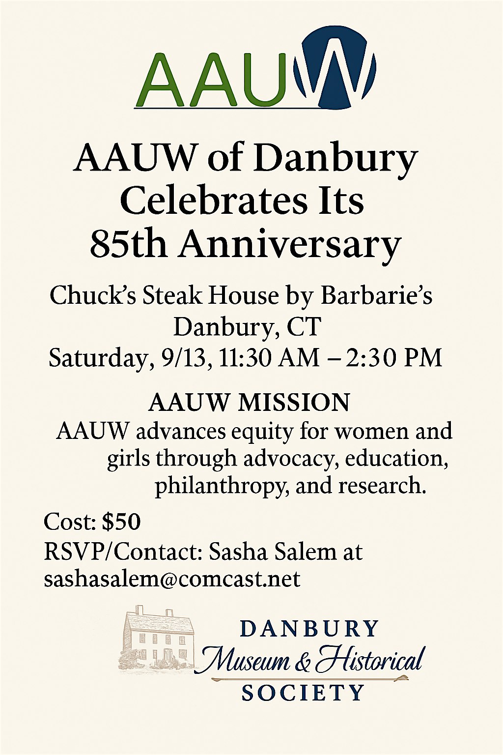 AAUW of Danbury Celebrates 85 Years! at Chuck’s Steak House By Barbarie’s – Danbury, CT