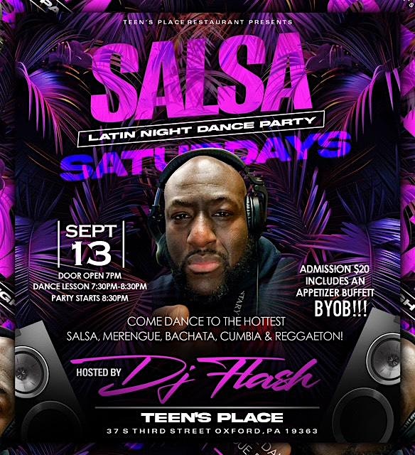 SALSA SATURDAYS LATIN DANCE PARTY @ TEEN’S PLACE at Teen’s Place – Oxford, PA