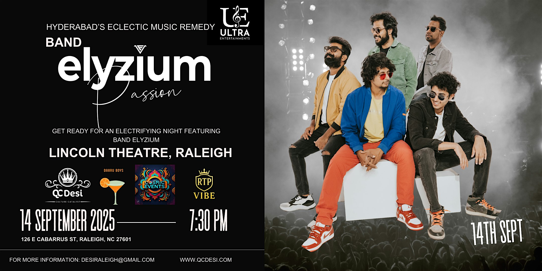 Band Elyzium Live in Raleigh – Sept 14th at Lincoln Theatre – Raleigh, NC