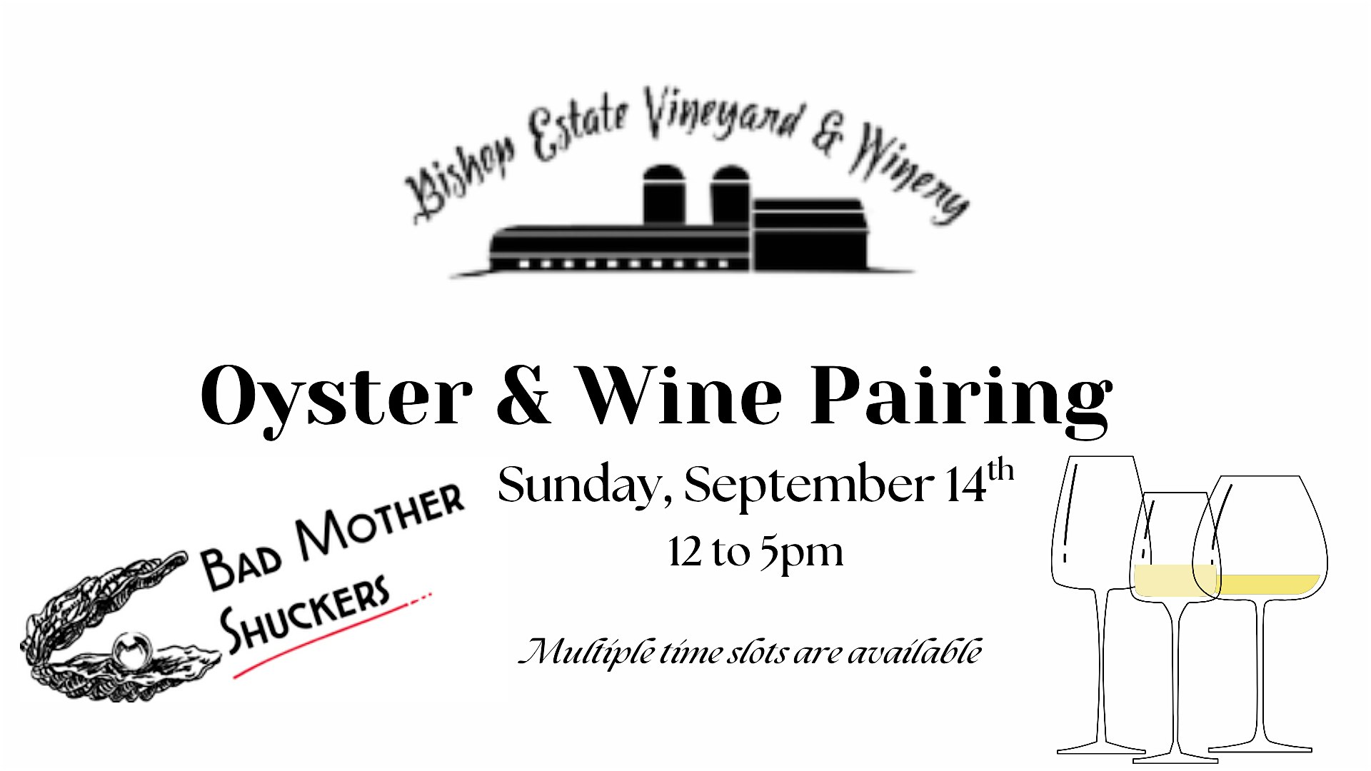 Oyster & Wine Pairing at Bishop Estate at Bishop Estate Vineyard and Winery – Perkasie, PA