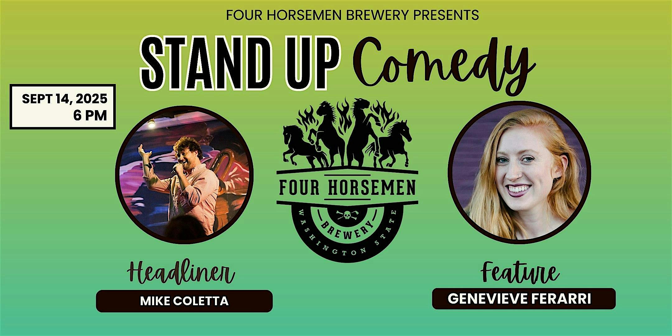 Stand Up Comedy with Mike Coletta @ Four Horsemen Brewery at Four Horsemen Brewery – Kent, WA