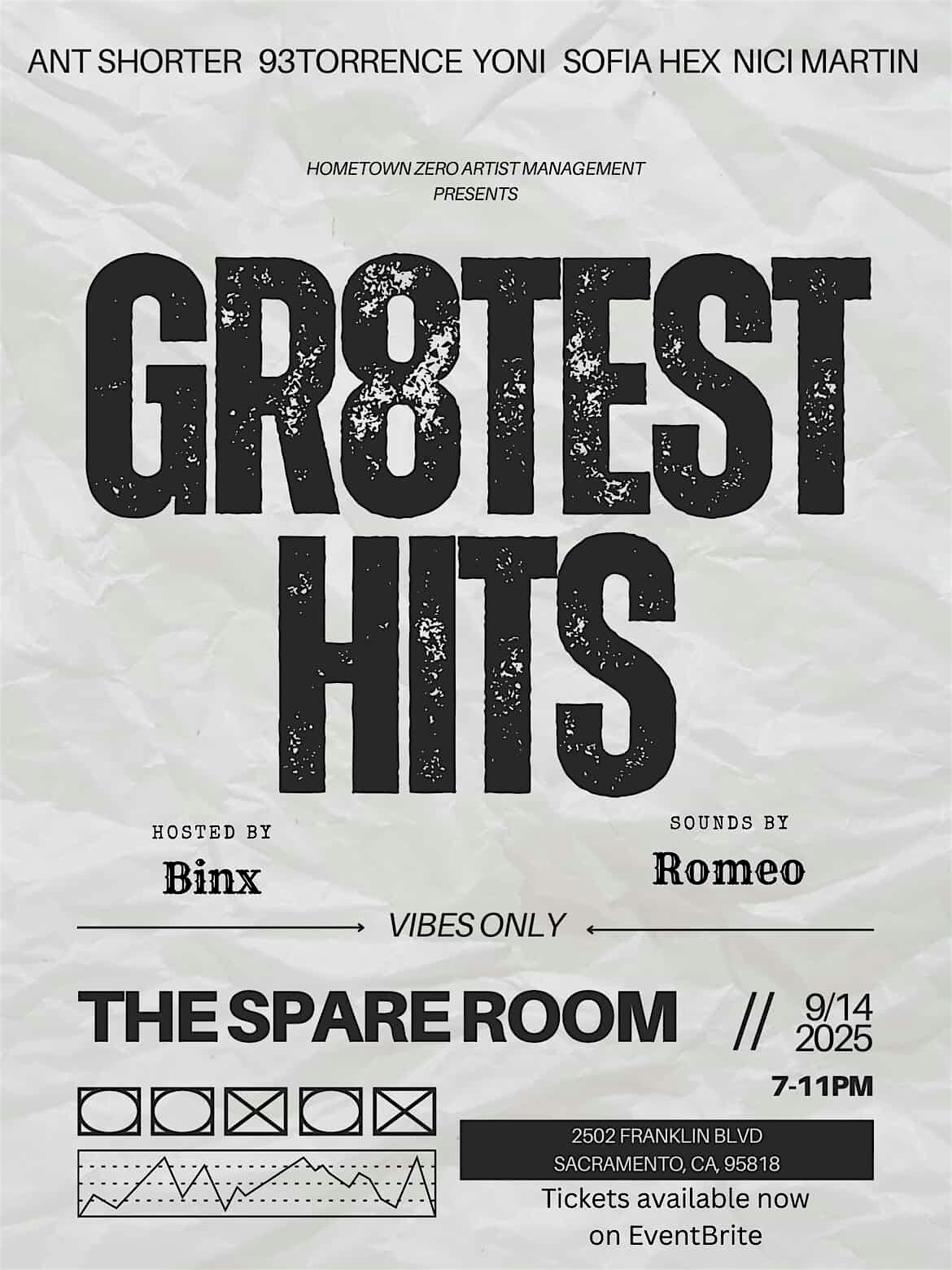 Gr8test Hits Live Show at The Spare Room – Sacramento, CA