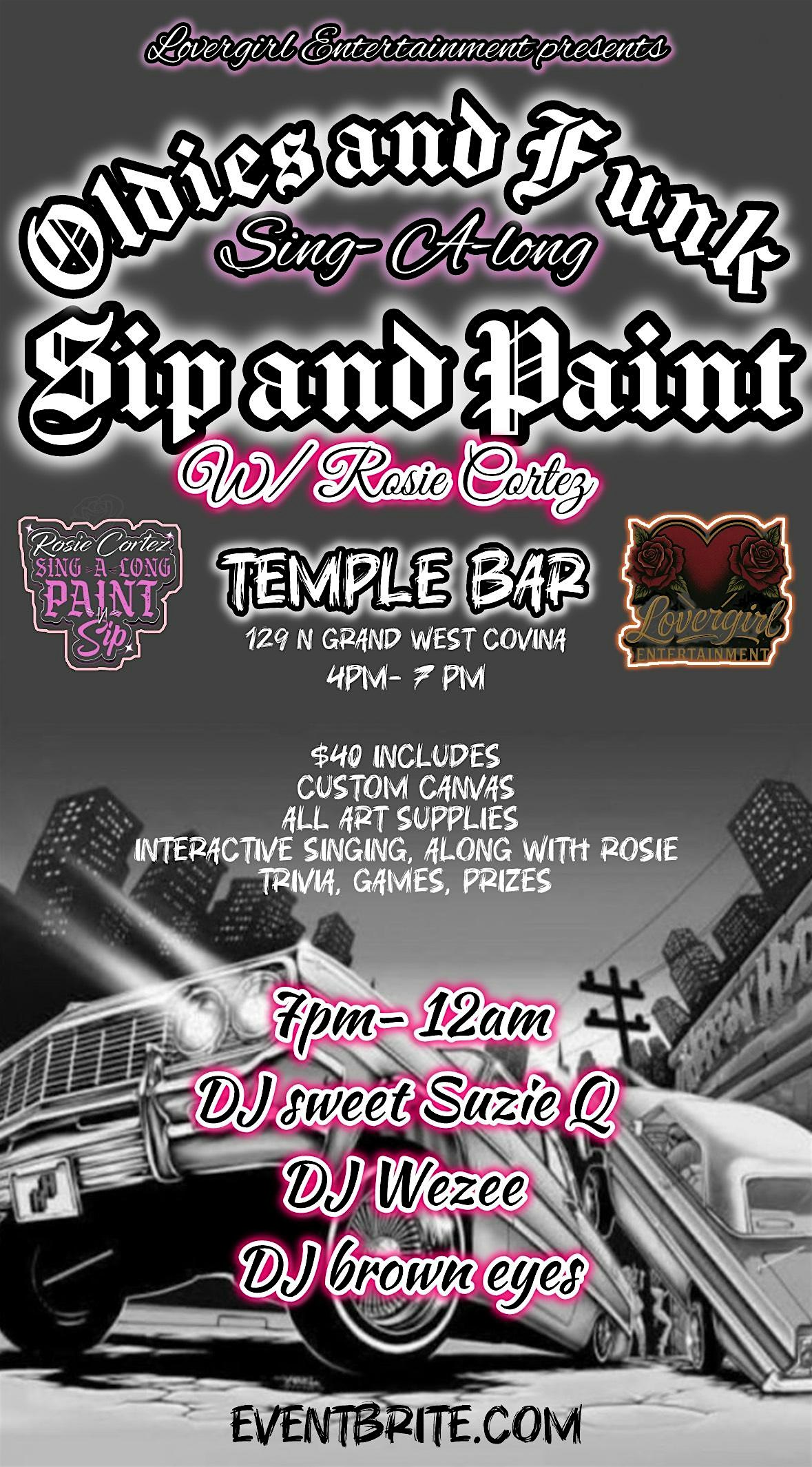 Funk & Oldies Sing along Sip and Paint at Temple Bar Urban Eats – West Covina, CA