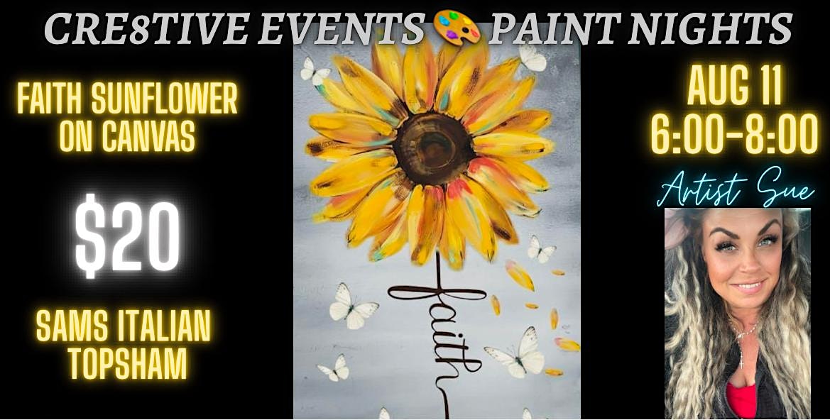 NEW DATE SEPT 15 – Faith Sunflower- Sam’s Italian TOPSHAM at Sam’s Italian Foods – Topsham, ME