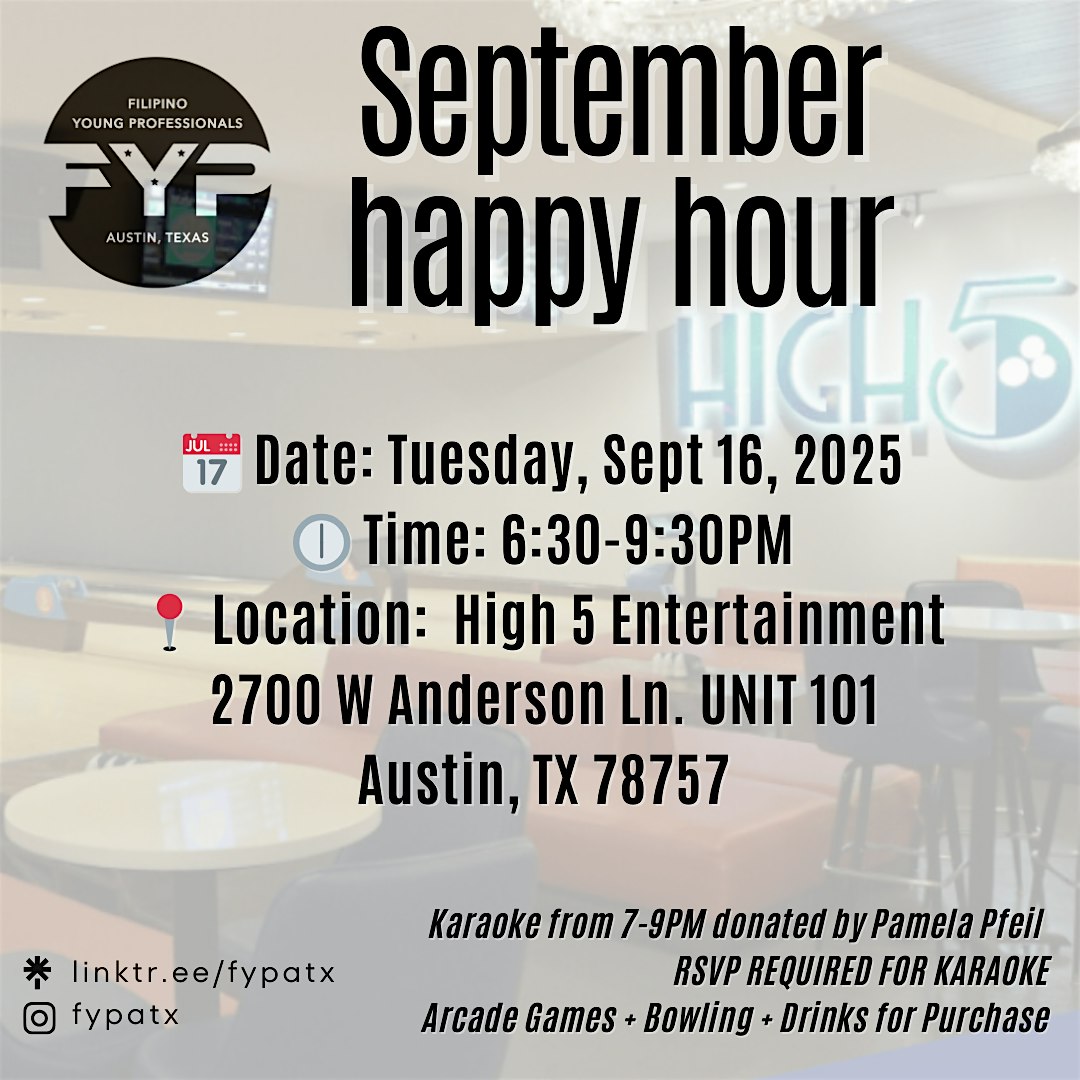 FYP ATX Happy Hour: September at High 5 Entertainment – Austin, TX