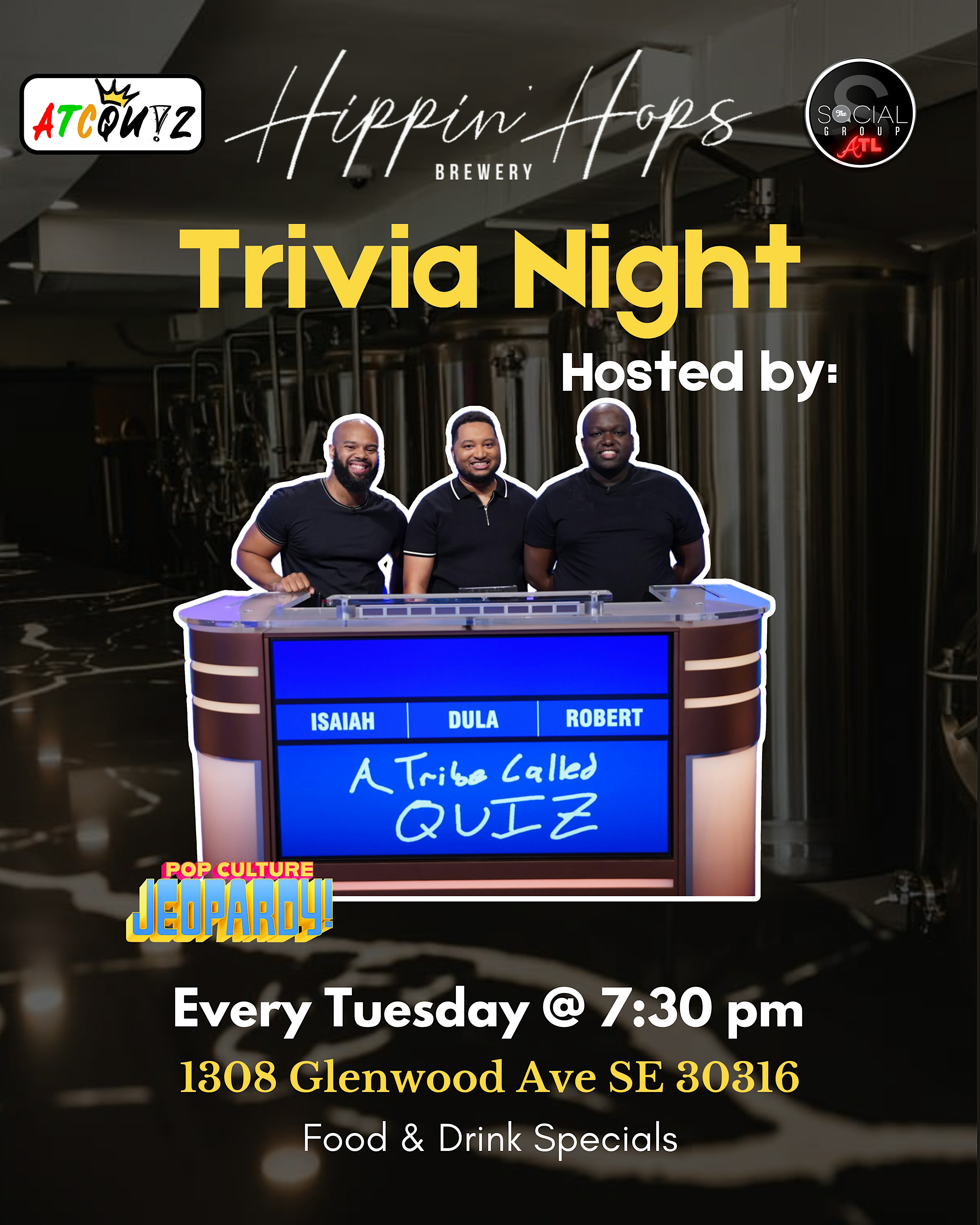 “Taco Tequila Trivia Tuesday” Hosted by A Tribe Called Quiz at Hippin Hops Brewpub & Oyster Bar – Atlanta, GA