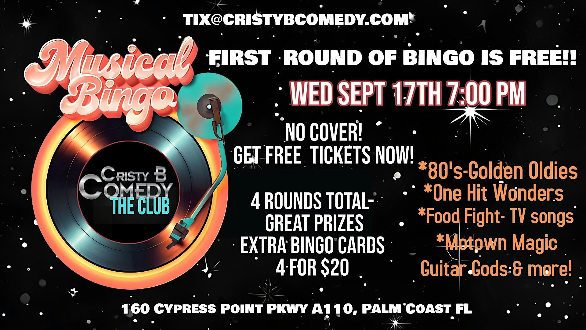 Musical Bingo Night! at Cristy B Comedy Club – Palm Coast, FL