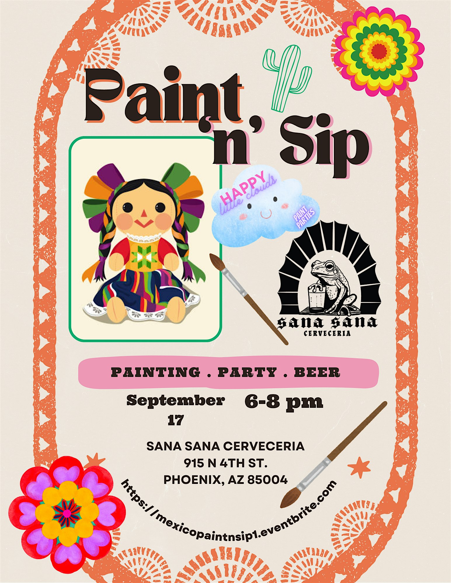 Mexican Independence Day Muneca Paint and Sip at Sana Sana! at Sana Sana Cerveceria – Phoenix, AZ