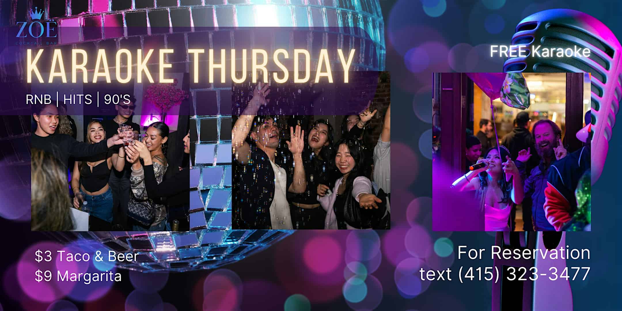 KARAOKE @ ZOË w/ Buy 1 Get 1 Drink Specials at ZOE Cocktail Bar, 579 Howard Street, San Francisco, CA, USA – San Francisco, CA