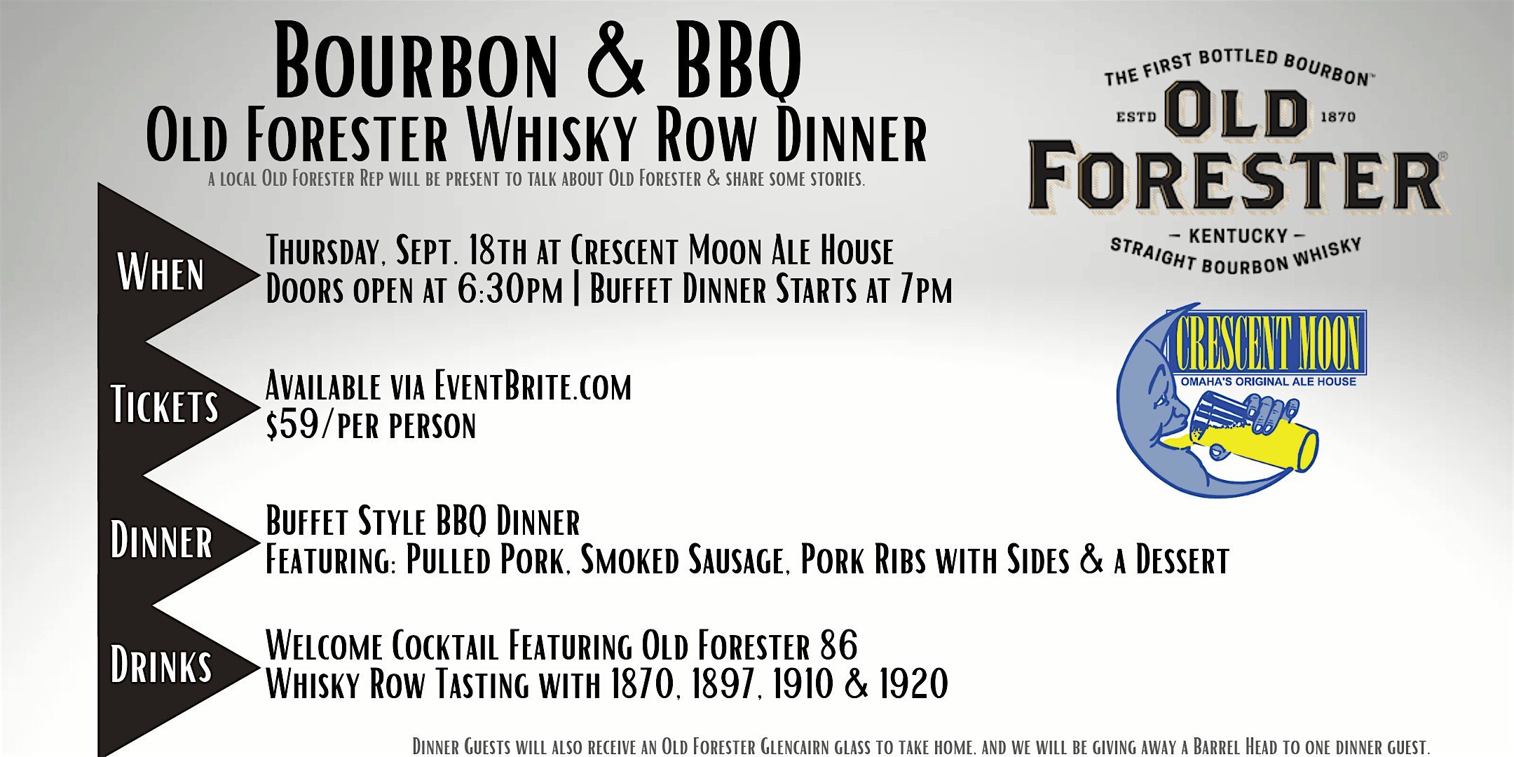 Bourbon & BBQ: Old Forester Whisky Row Dinner at Crescent Moon – Omaha, NE
