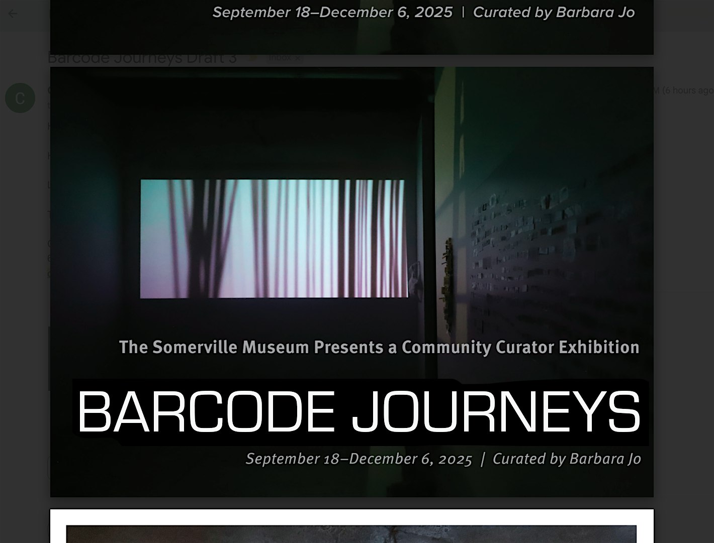 Opening Reception: Barcode Journeys! at Somerville Museum – Somerville, MA