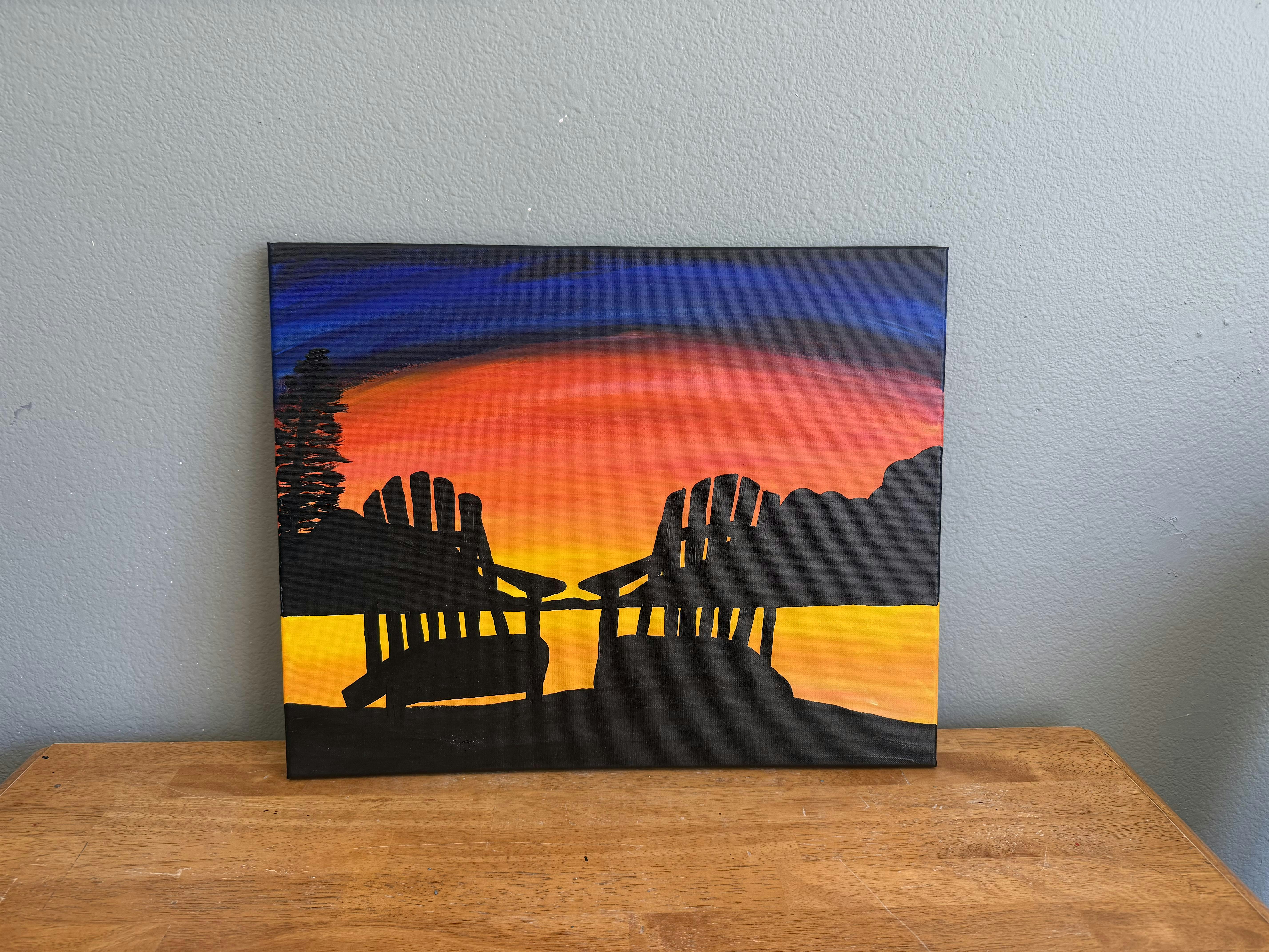 Summer Sunset Canvas Sip & Paint Night at Small Town Ceramics Paint Your Own – Lower Lake, CA