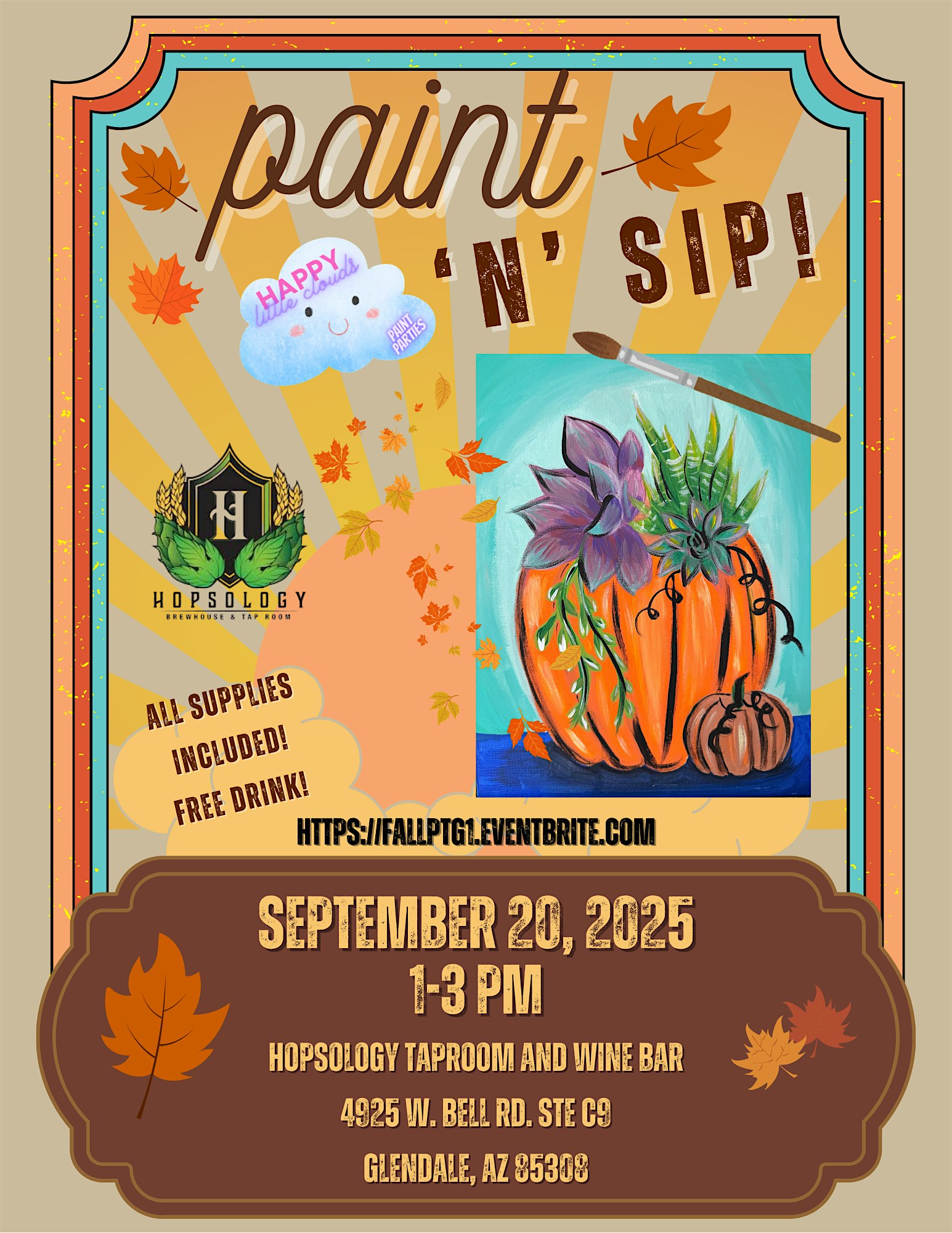 Fall Paint ‘n’ Sip at Hopsology! at Hopsology Taproom and Wine Bar – Glendale, AZ